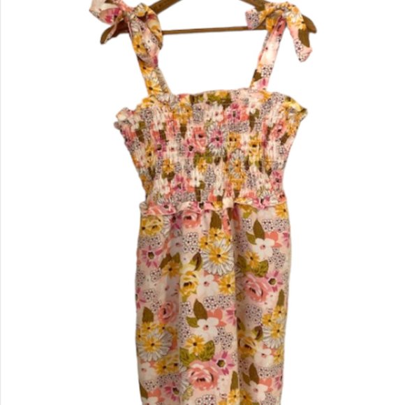 New! Lily Rose Smocked Dress with Ties - Blush Rose Mini Dress - Picture 4 of 6